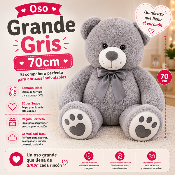 Oso Grande Gris 70cm