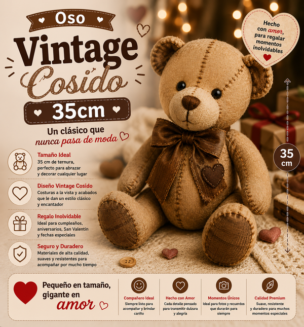 Oso Vintage Cosido 35cm