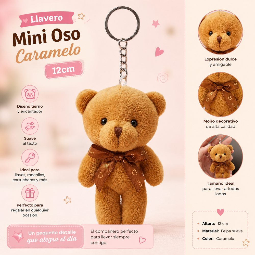 Llavero Mini Oso Caramelo 12cm