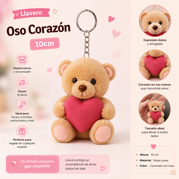Llavero Oso Corazon 10cm