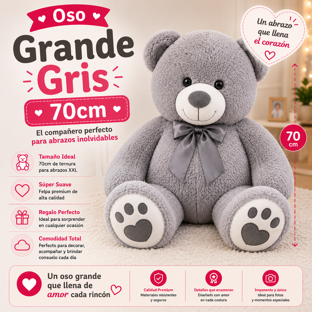 Oso Grande Gris 70cm