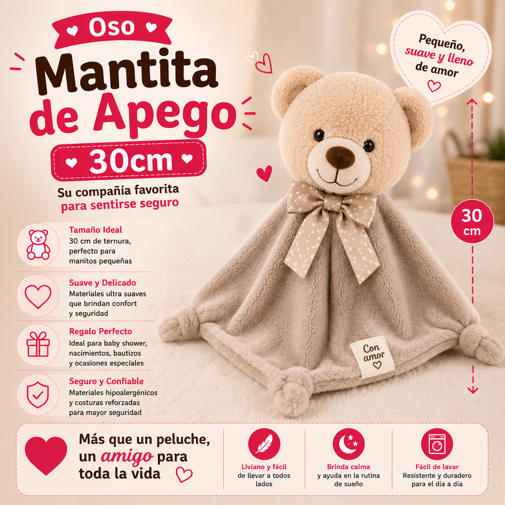 Oso Mantita de Apego 30cm