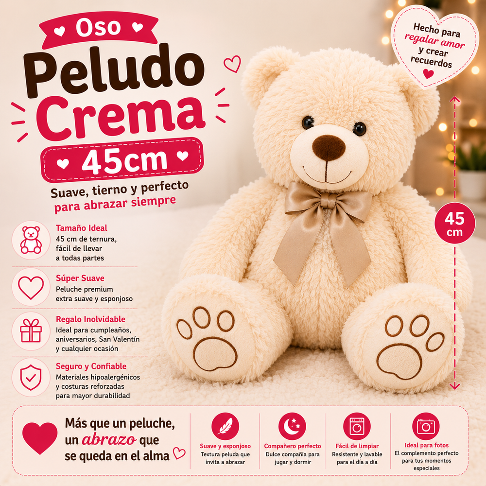 Oso Peludo Crema 45cm