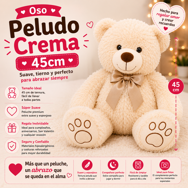 Oso Peludo Crema 45cm