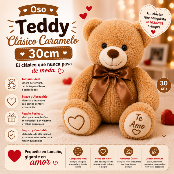 Oso Teddy Clasico Caramelo 30cm