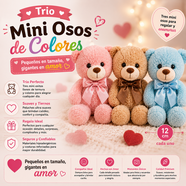 Trio Mini Osos de Colores